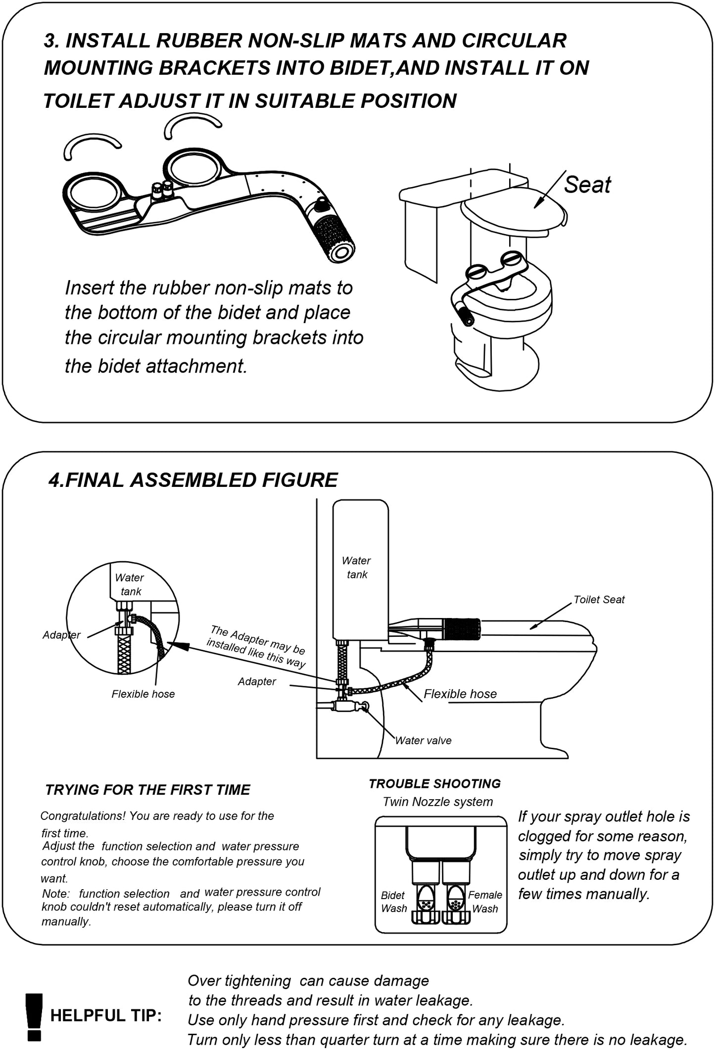 Bidet a pressione regolabile