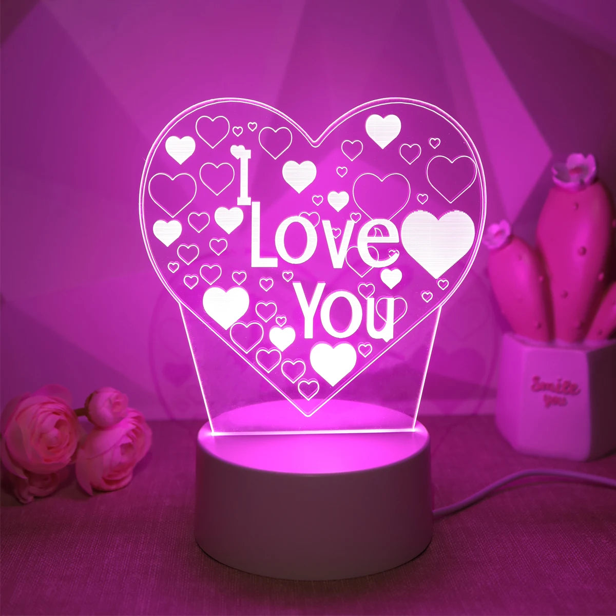 3D I Love You LED Night Light