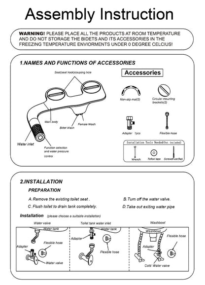 Bidet a pressione regolabile