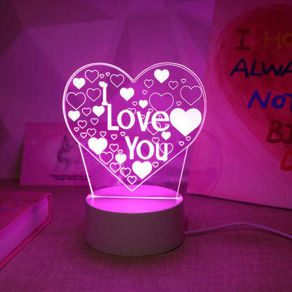 3D I Love You LED Night Light