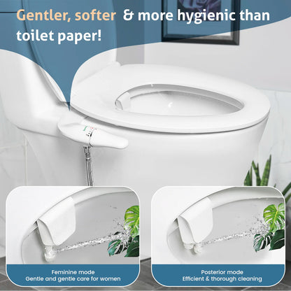 Attacco bidet ultra sottile SAMODRA per sedile WC - Doppio ugello, pressione dell'acqua regolabile, spruzzatore non elettrico