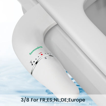 Attacco bidet ultra sottile SAMODRA per sedile WC - Doppio ugello, pressione dell'acqua regolabile, spruzzatore non elettrico