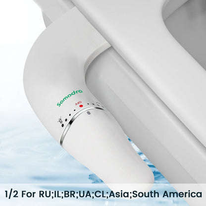 Attacco bidet ultra sottile SAMODRA per sedile WC - Doppio ugello, pressione dell'acqua regolabile, spruzzatore non elettrico