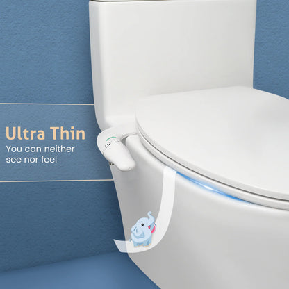 Attacco bidet ultra sottile SAMODRA per sedile WC - Doppio ugello, pressione dell'acqua regolabile, spruzzatore non elettrico