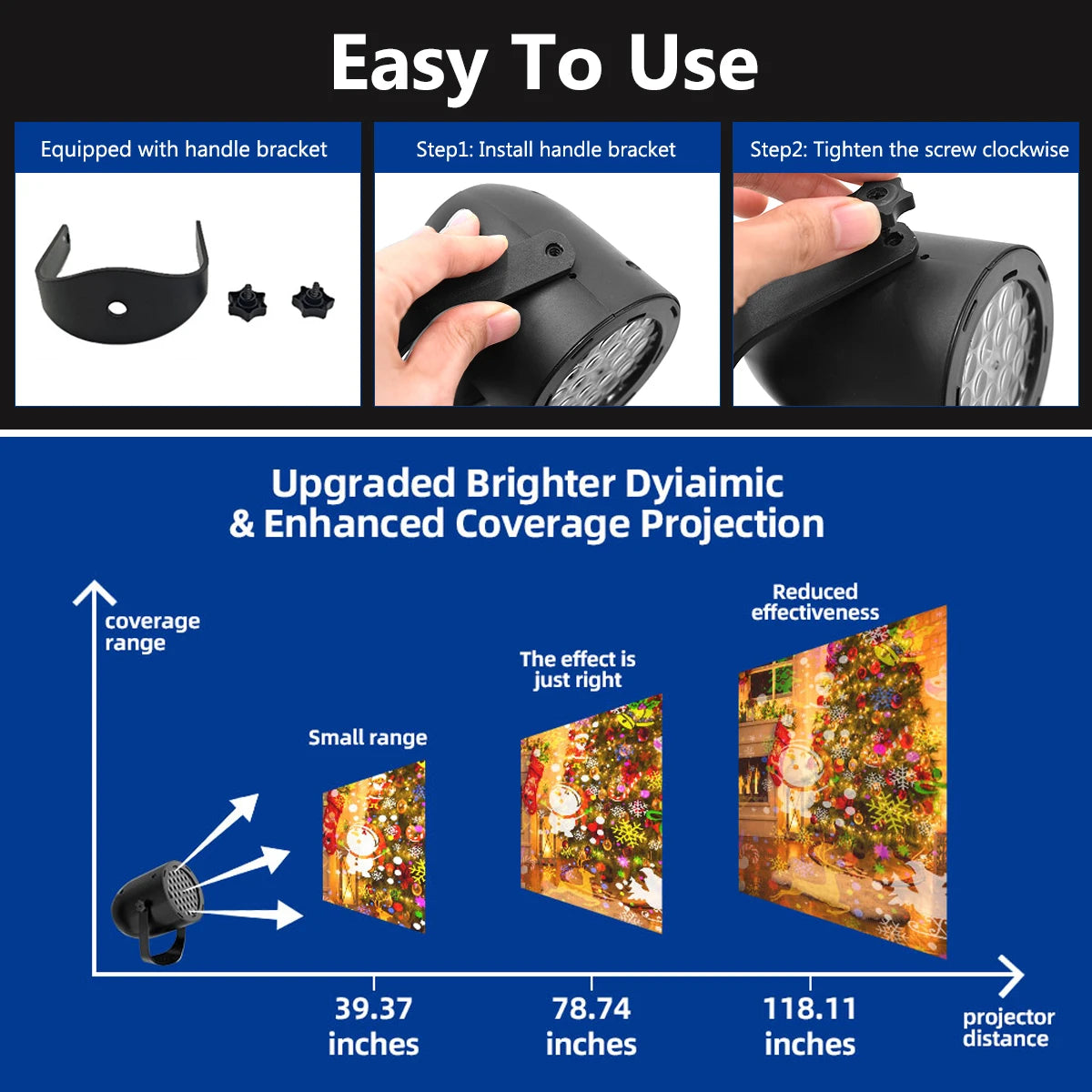 Snowflake Christmas LED Lights Projector with Christmas Decorative Pattern for Holiday