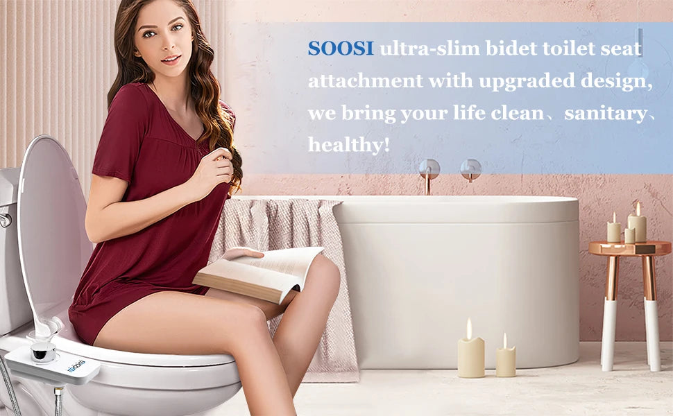 Sedile per WC con bidet non elettrico con controllo della pressione, ugelli doppi autopulenti retrattili per lavaggio frontale e posteriore