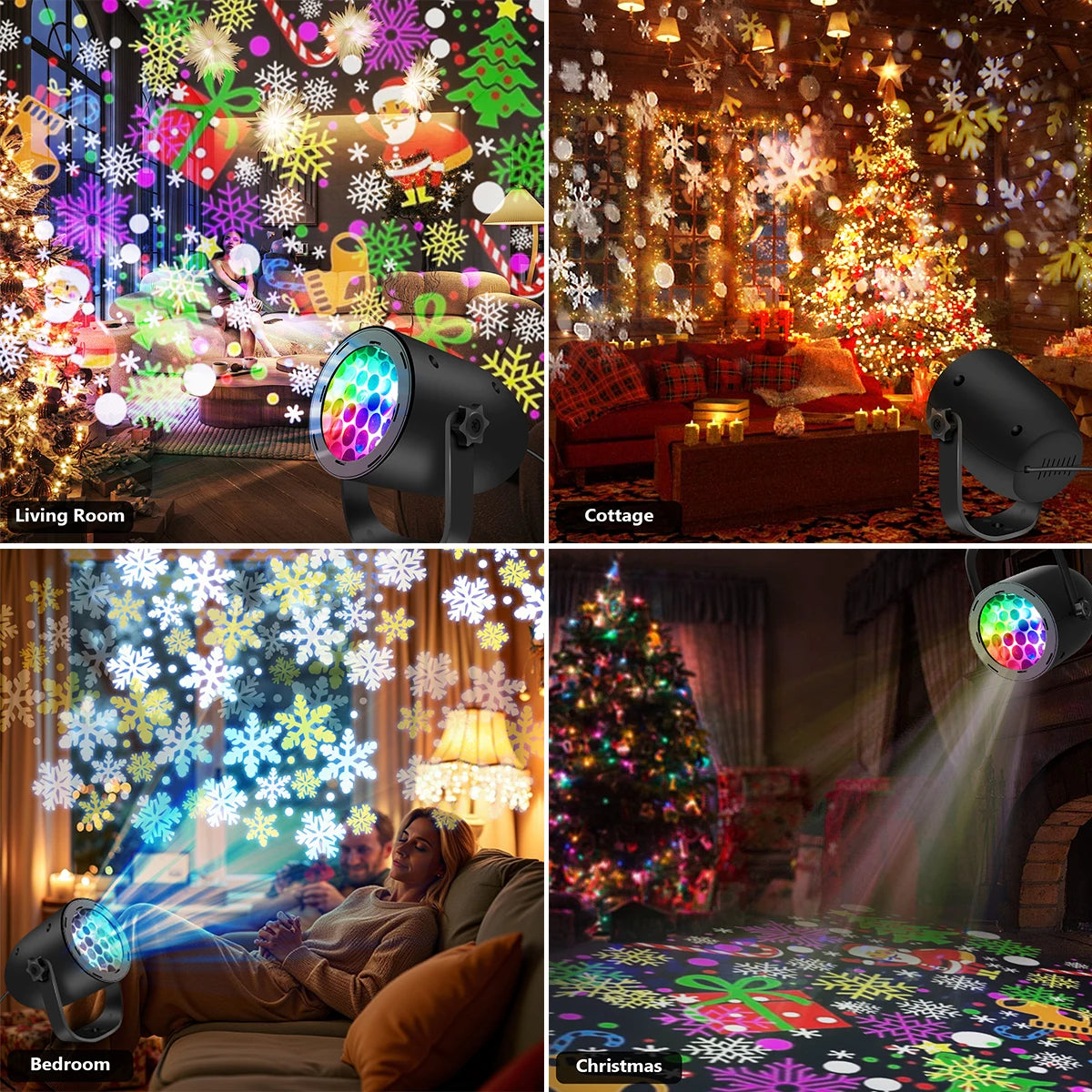 Snowflake Christmas LED Lights Projector with Christmas Decorative Pattern for Holiday