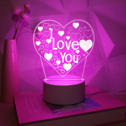 3D I Love You LED Night Light