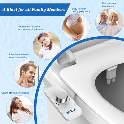 Sedile per WC con bidet non elettrico con controllo della pressione, ugelli doppi autopulenti retrattili per lavaggio frontale e posteriore