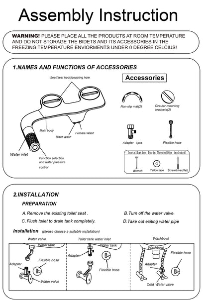 Bidet a pressione regolabile